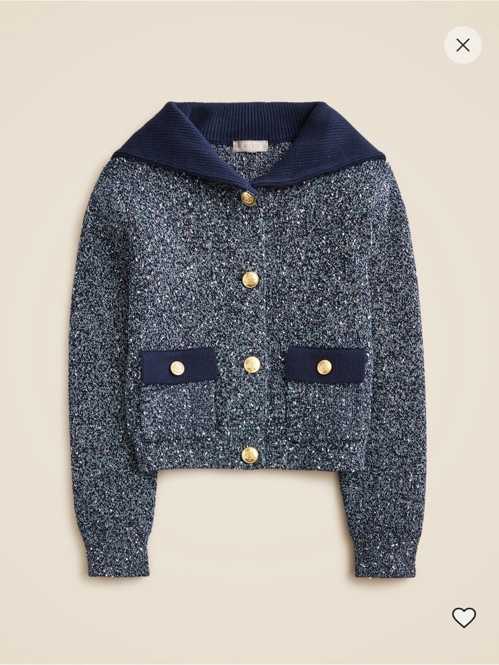 J. Crew Women’s Sailor Collared Marled Cardigan